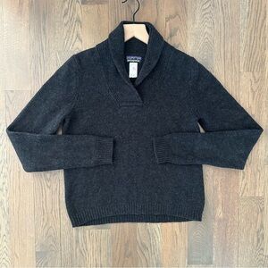 Patagonia Women's 100% Lambswool Shawl Collar Pullover Sweater Charcoal Grey M